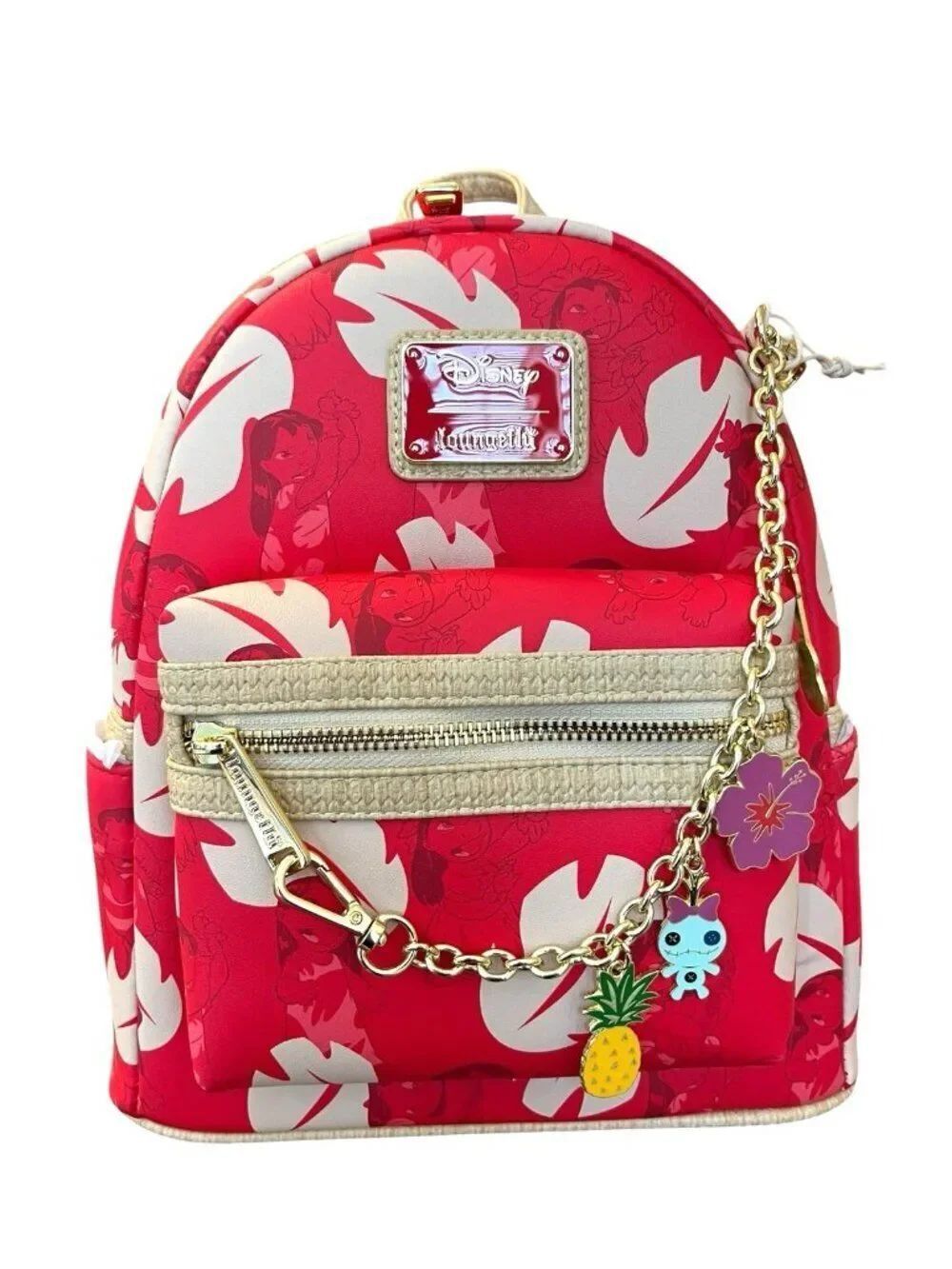 Loungefly Lilo & Stitch Mini Backpack Red Dress Charm Scrump Enamel Charms NWT